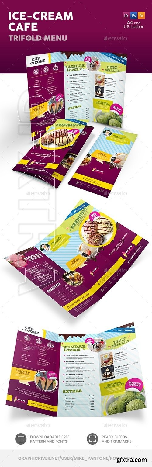 GraphicRiver - Ice Cream Cafe Trifold Menu 22877859