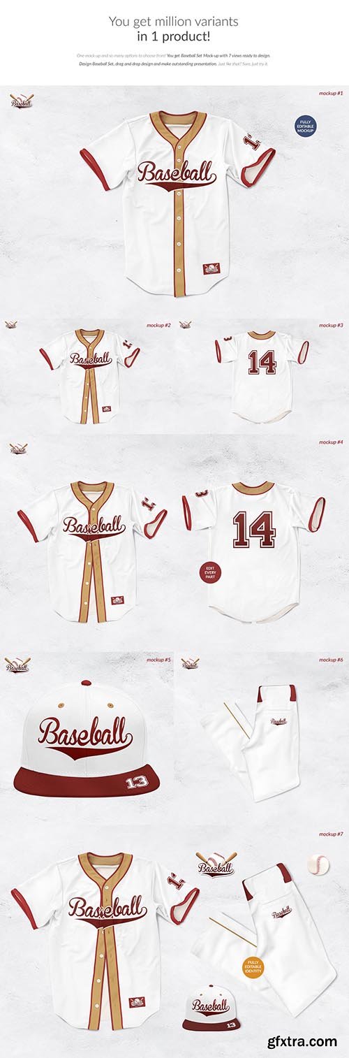 CreativeMarket - Baseball Clothing Set Mock-ups 6416975