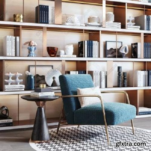 Modern Luxury Sales Office / bookcase / single chair combination