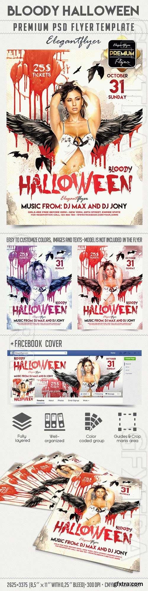 Bloody Halloween Flyer Psd