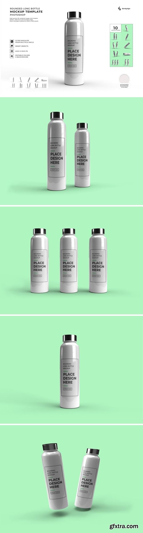 Long Bottle Tumbler Mockup Template Set