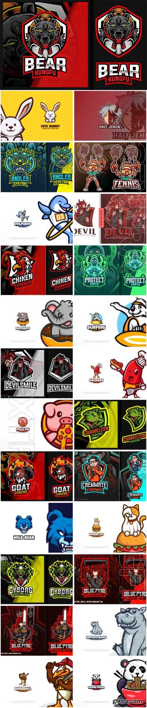 Set mascot logo vector template vol 6