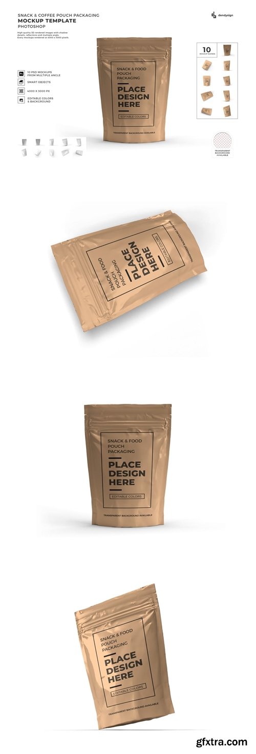 Food Pouch Packaging Mockup Template Set