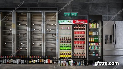 Modern Refrigerator, Freezer, Wine Cabinet Combination