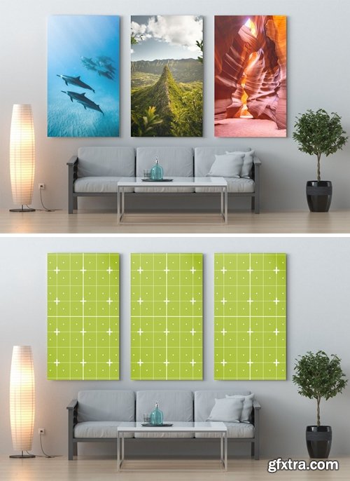 Set of 3 Poster in Room Mockup