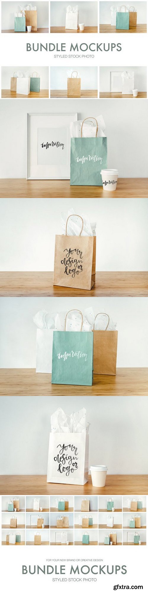 Mockups bags cups and frames