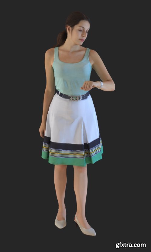 Casual Woman Checking Time 3d model