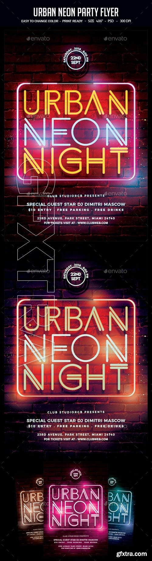 GraphicRiver - Urban Neon Party Flyer 22668693