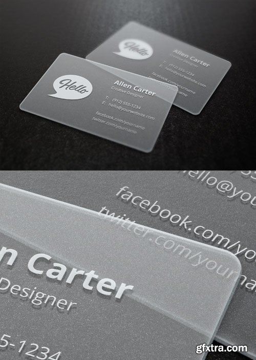 Translucent Plastic Business Cards PSD Mockup Template