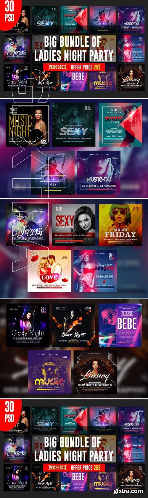 CreativeMarket - LADIES NIGHT Flyer Template Bundle 3404959