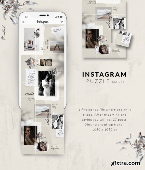 CreativeMarket - Instagram PUZZLE template - Neutral 3932232