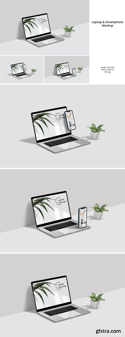 Laptop And SmartPhone Mockups with flower