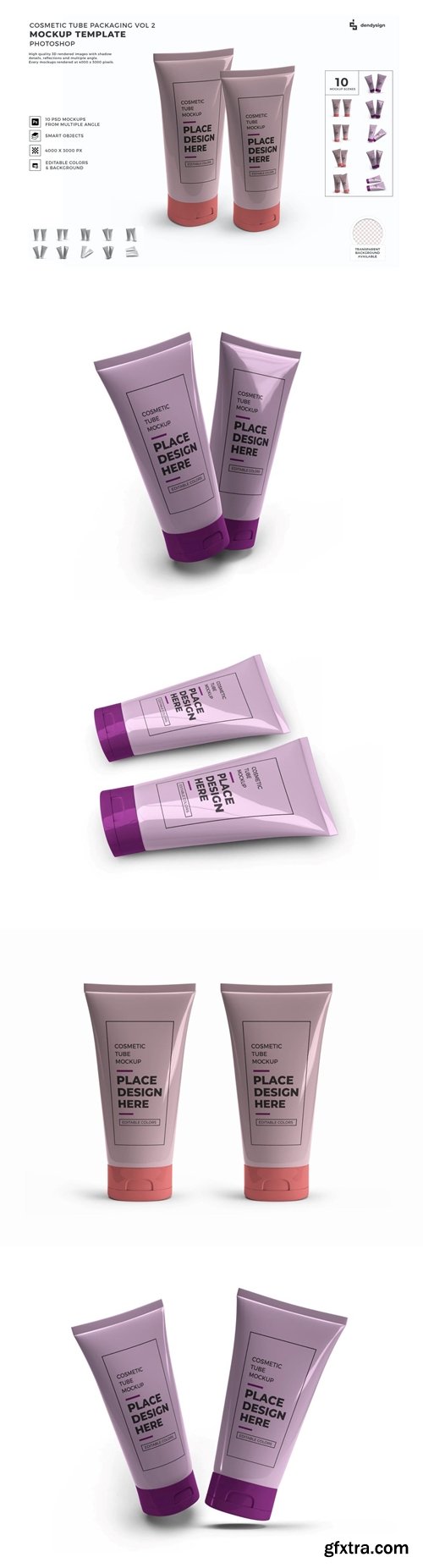 Cosmetic Cream Tube Mockup Template Set Vol 2