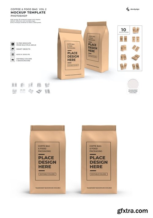 Food Paper Bag Mockup Template Set Vol 2