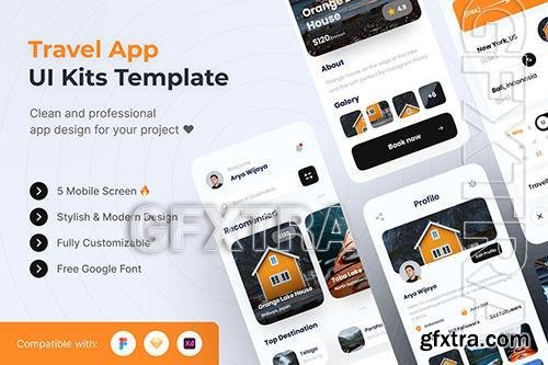 Travel Mobile App UI Kits Template 6K22WRG
