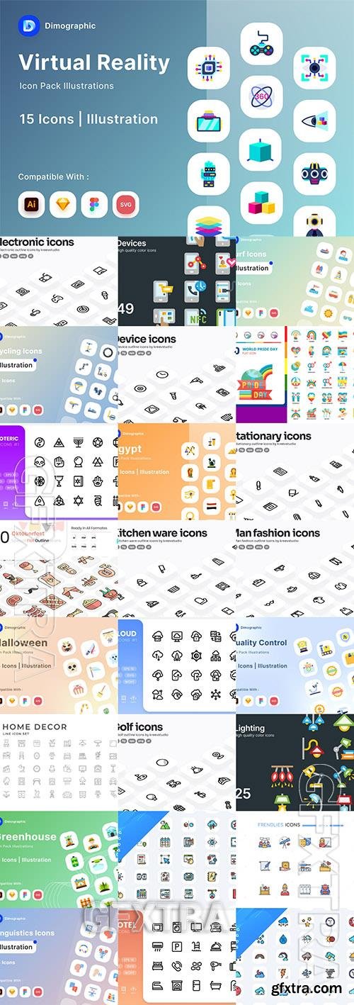 25 Different Vector Icons Bundle 