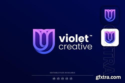 Violet Line Art Gradient Logo