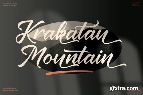 Krakatau Mountain Modern Script