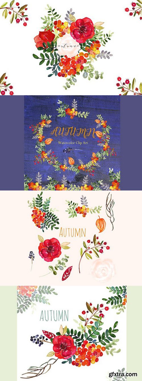 Autumn. Watercolor clip art