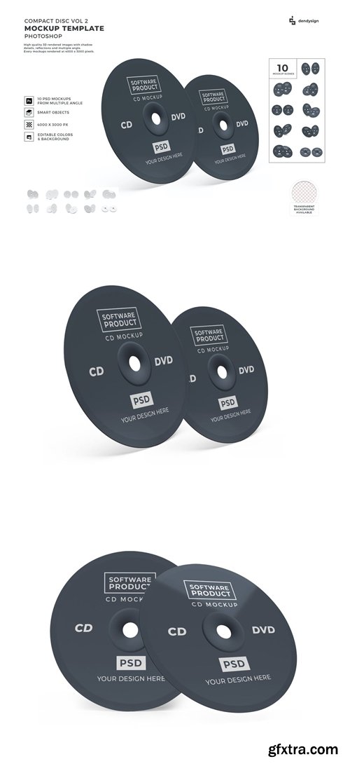 Compact Disc Mockup Template Set Vol 2