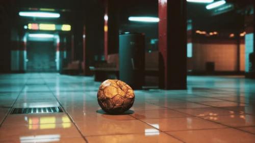 Videohive - Old Soccer Ball in Empty Subway - 33768576 - 33768576