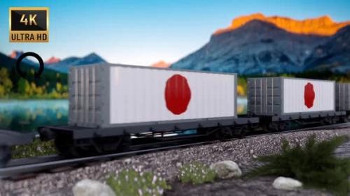 Videohive - Train and Containers with Japon Flag - 33775136 - 33775136