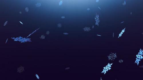 Videohive - Animation of a beautiful Christmas snow with large snowflakes on a blue background. - 33776001 - 33776001