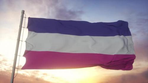 Videohive - Heterosexual Pride Flag Waving in the Wind Sky and Sun Background - 33785891 - 33785891