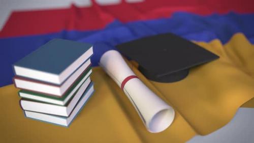 Videohive - Graduation Cap Books and Diploma on the Armenian Flag - 33803693 - 33803693