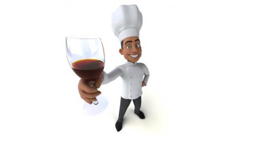 Videohive - Fun 3D cartoon chef with a glass of wine - 33707606 - 33707606