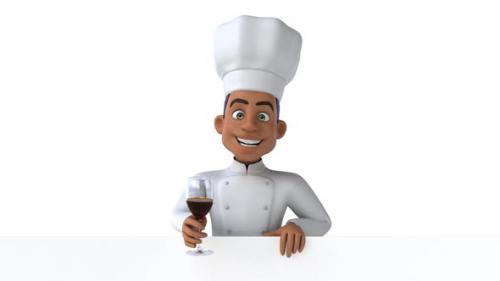 Videohive - Fun 3D cartoon chef with a glass of wine - 33707607 - 33707607