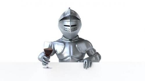 Videohive - Fun 3D cartoon knight with a glass of wine - 33707609 - 33707609