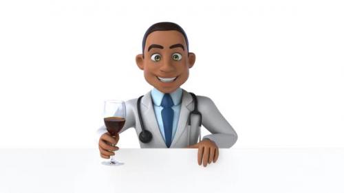 Videohive - Fun 3D cartoon doctor with a glass of wine - 33707612 - 33707612