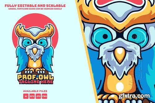 Owl Prof Logo illustration mascots modern style design templates