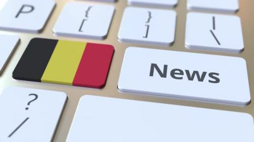 Videohive - News Text and Flag of Belgium on the Keys - 33711938 - 33711938