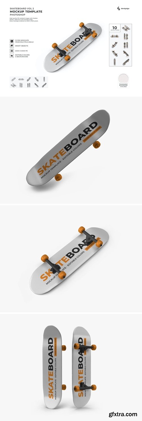 Skateboard Deck Mockup Template Set Vol 2