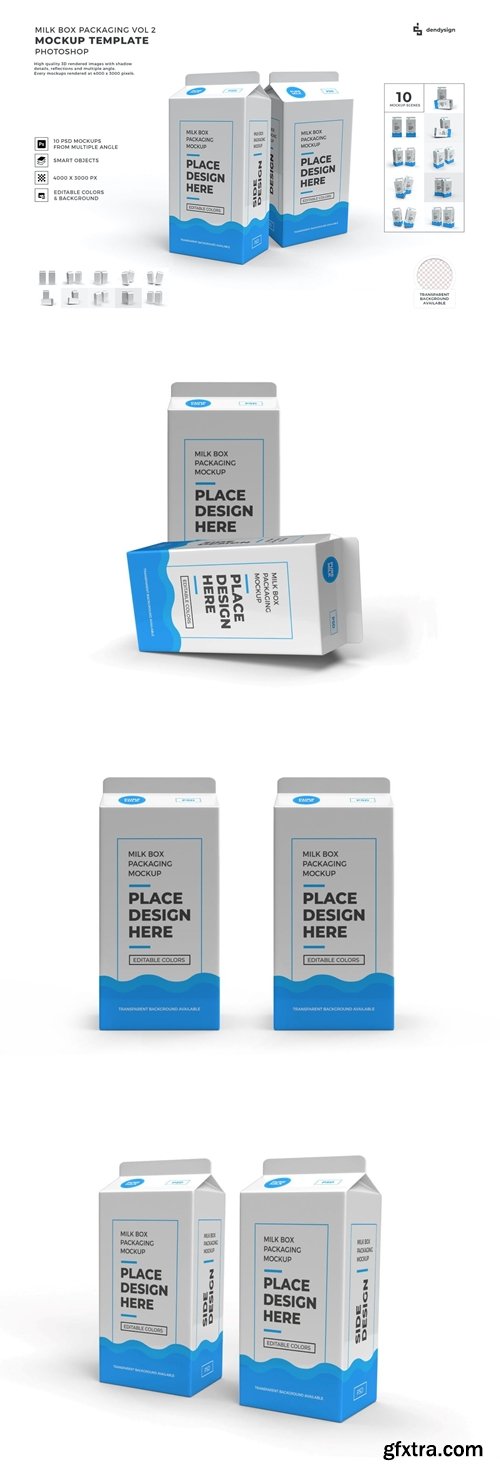 Milk Box Packaging Mockup Template Set Vol 2