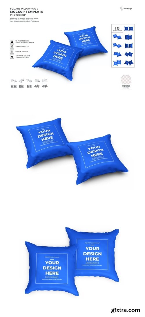 Square Pillow Cushion Mockup Template Set Vol 2