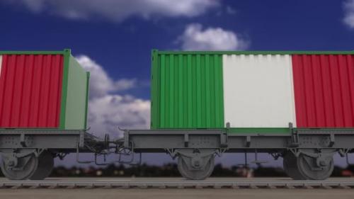Videohive - Train and Containers with the Flag of Italy - 33720421 - 33720421