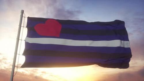 Videohive - Leather Latex Pride Flag Waving in the Wind Sky and Sun Background - 33720432 - 33720432