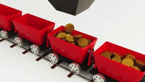 Videohive - 3D animation in the red car fall gold coins - 33727698 - 33727698