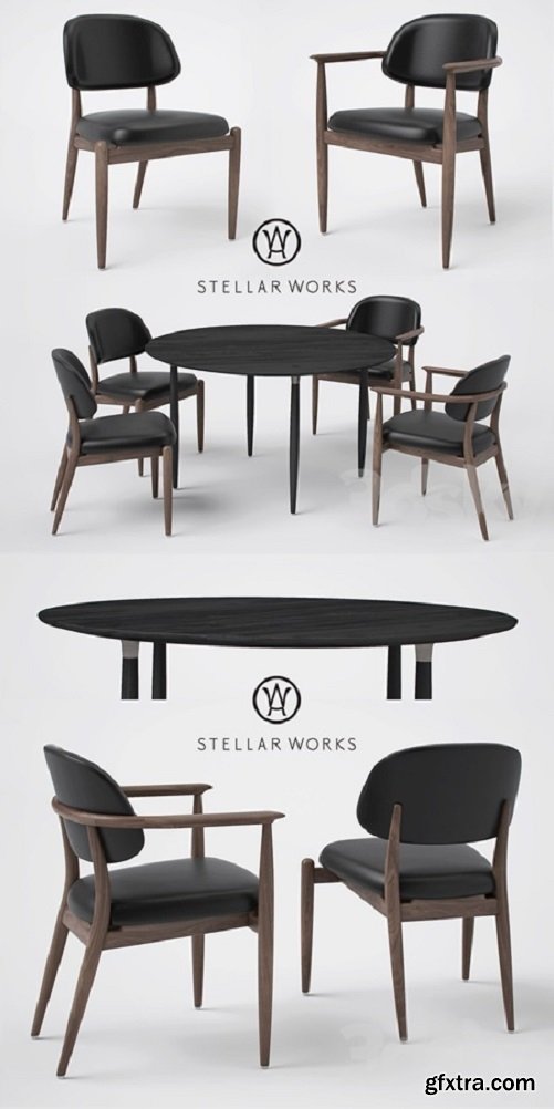 Stellar Works Slow Side Chair Dining Chair and Dining Table