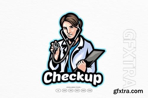 Doctor logo, medical nurse examining the health of patients design template