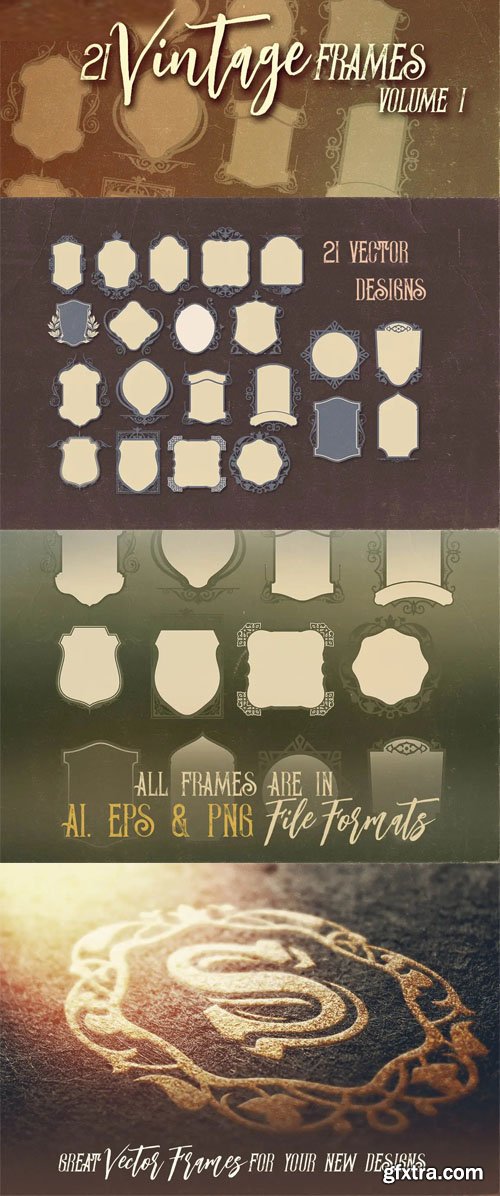 21 Vintage Ornamental Frames Vector Templates