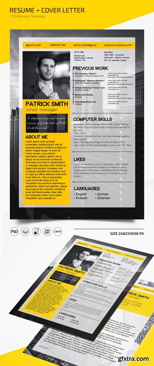 Resume + Cover Letter PSD Template