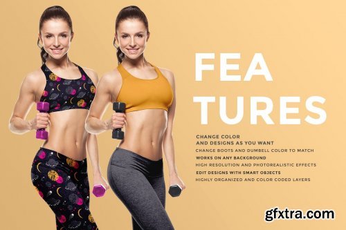 CreativeMarket - Female Fitness Outfit Mockup 4277495