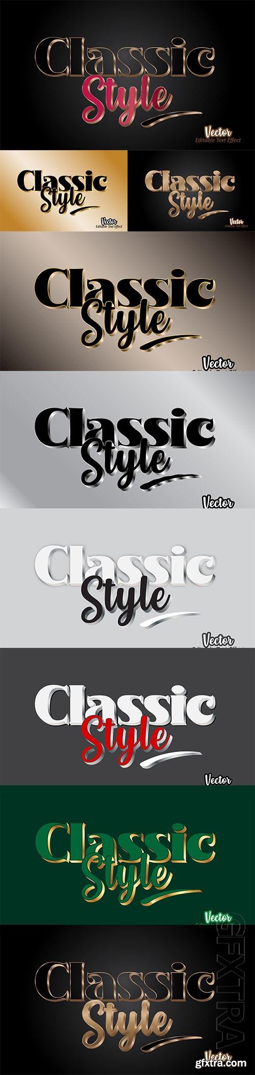 Editable classic style 3d text effect template premium vector