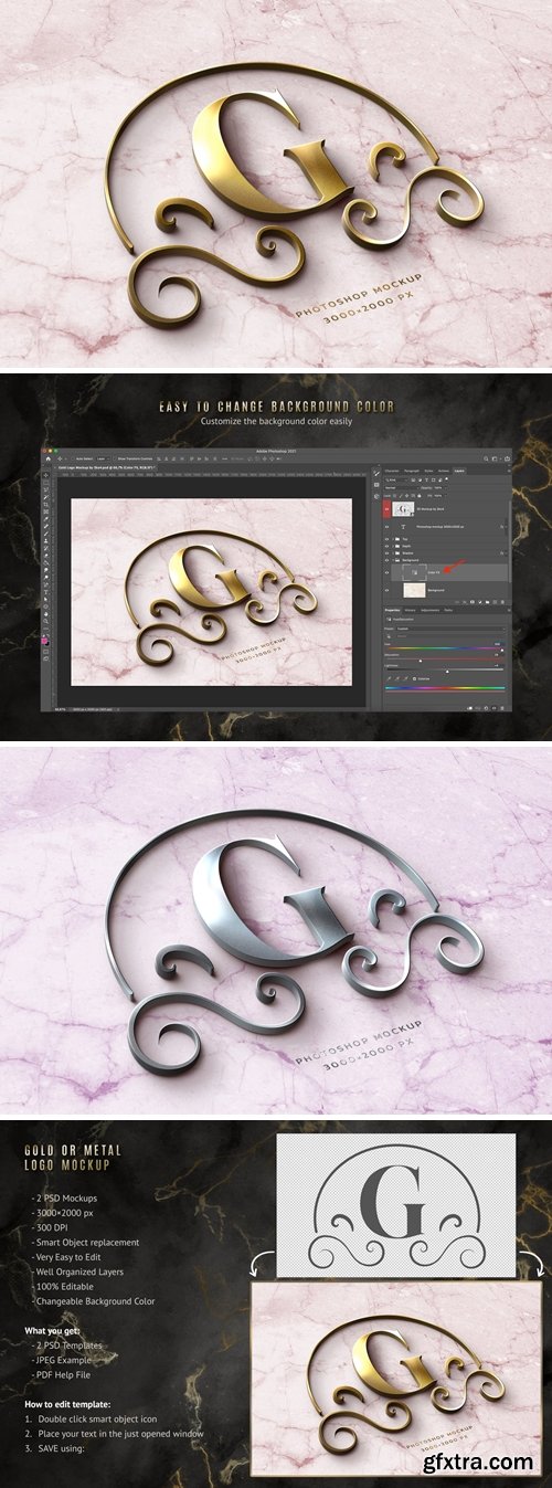 Gold and Metal Logo Mockup