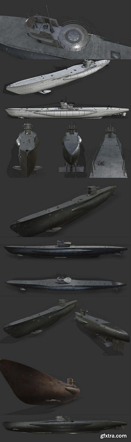 WW2 Submarine U-19 3D Model