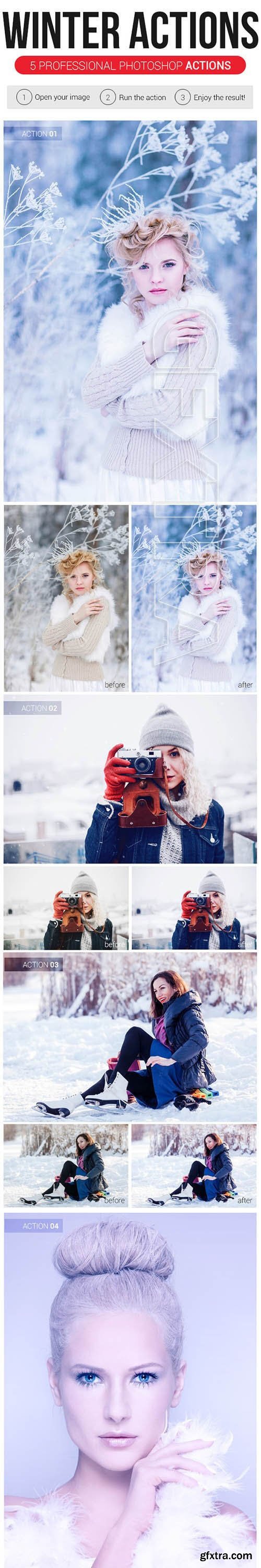 GraphicRiver - 5 Professional Winter Actions + Snow Flakes Action 21058724